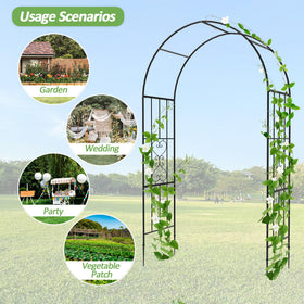 Trellume Garden Arch in backyard decor setup for celebrations with balloons and blooms