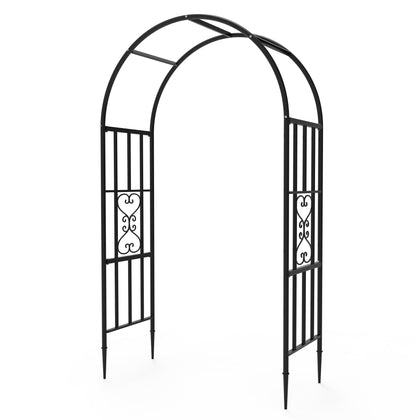 Trellume Garden Arch front view highlighting the 87H x 47L design for outdoor display