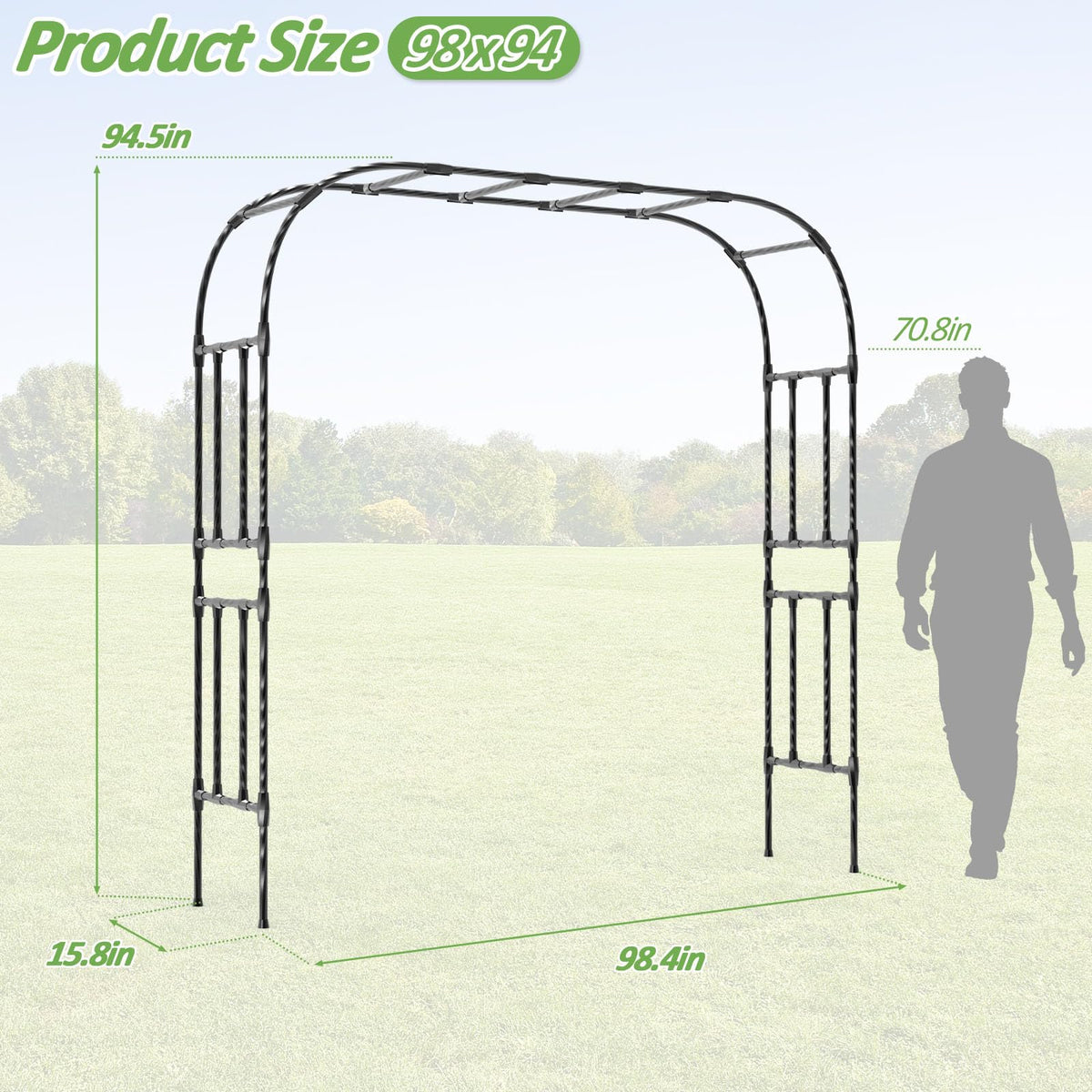 Trellume arch being assembled quickly, illustrating easy setup for outdoor spaces