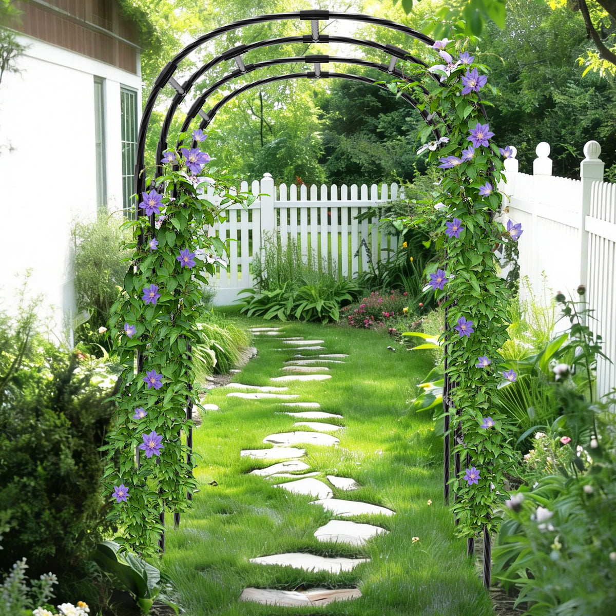 Trellume Garden Arch Trellis creates a tunnel for climbing plants