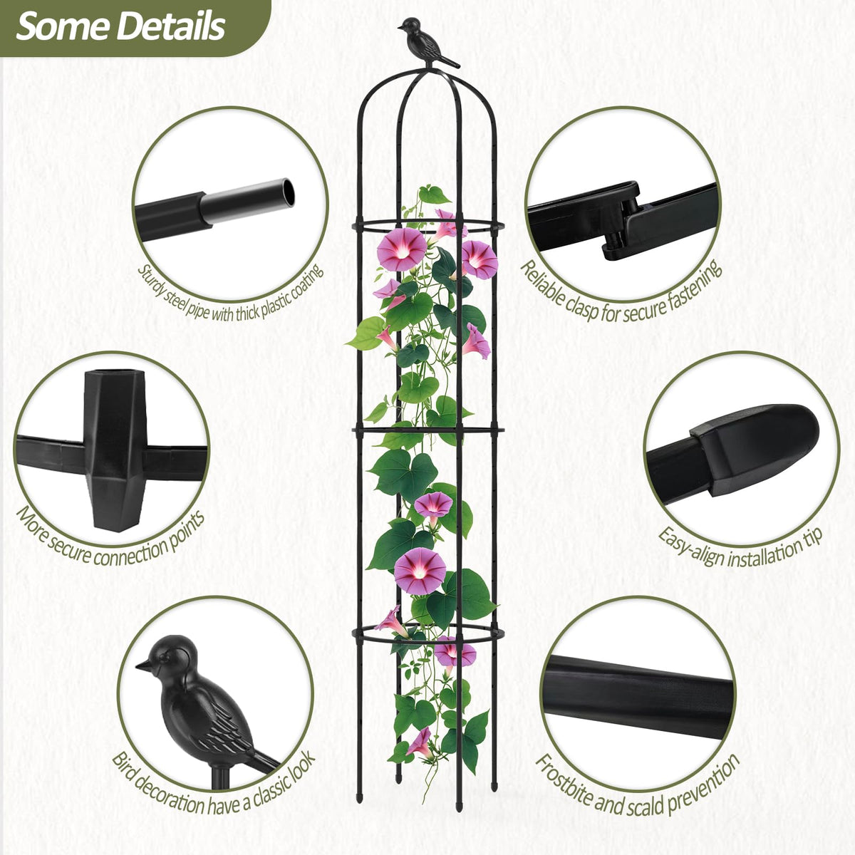 Trellume rustproof steel with coating protects stems outdoors
