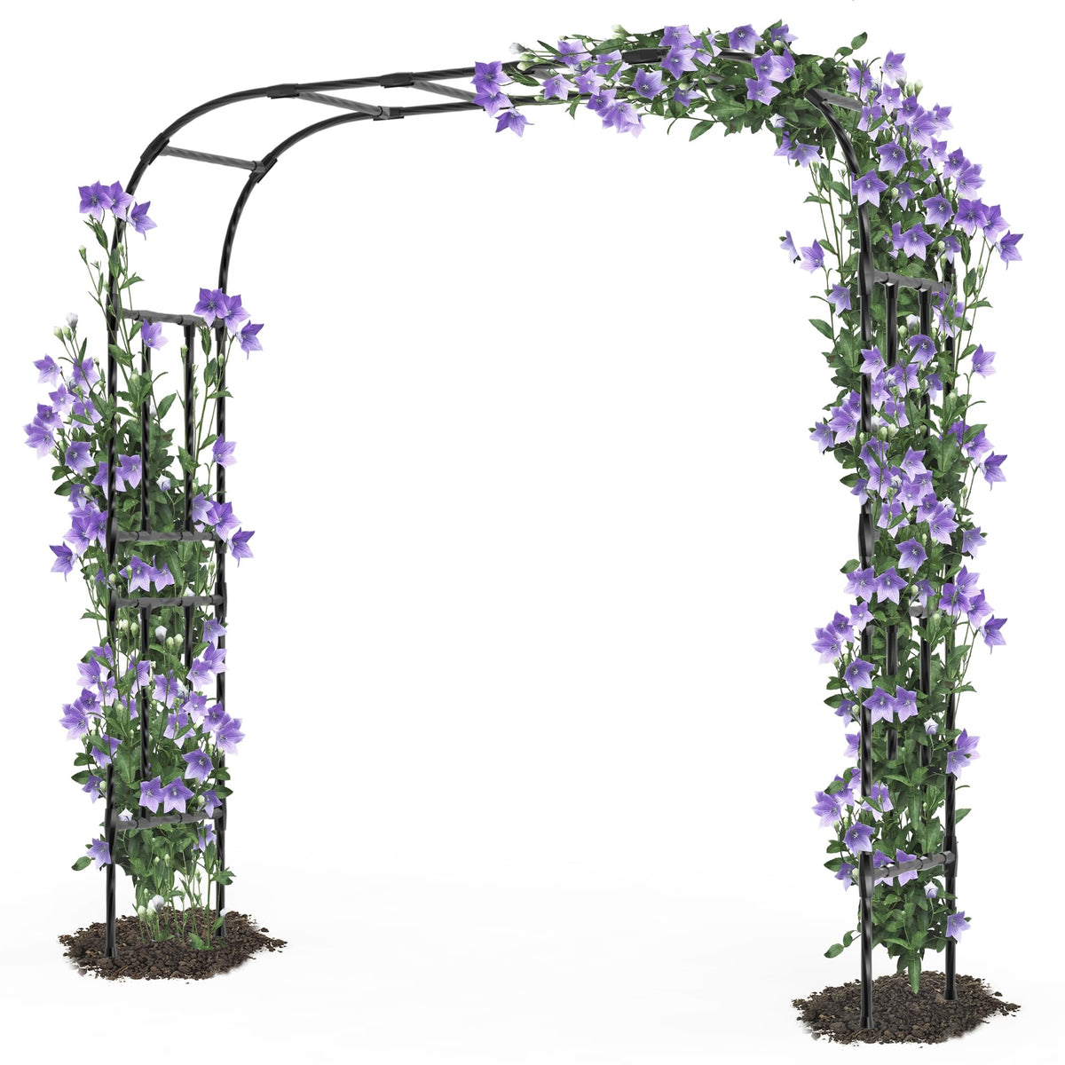 Trellume thickened metal garden arch front view highlighting sturdy rust-resistant frame for climbing vines