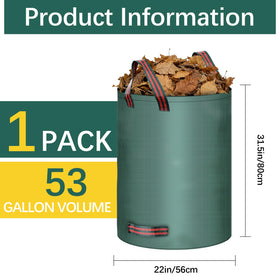 Trendara 53-gallon leaf bag full shows large capacity for leaves and debris