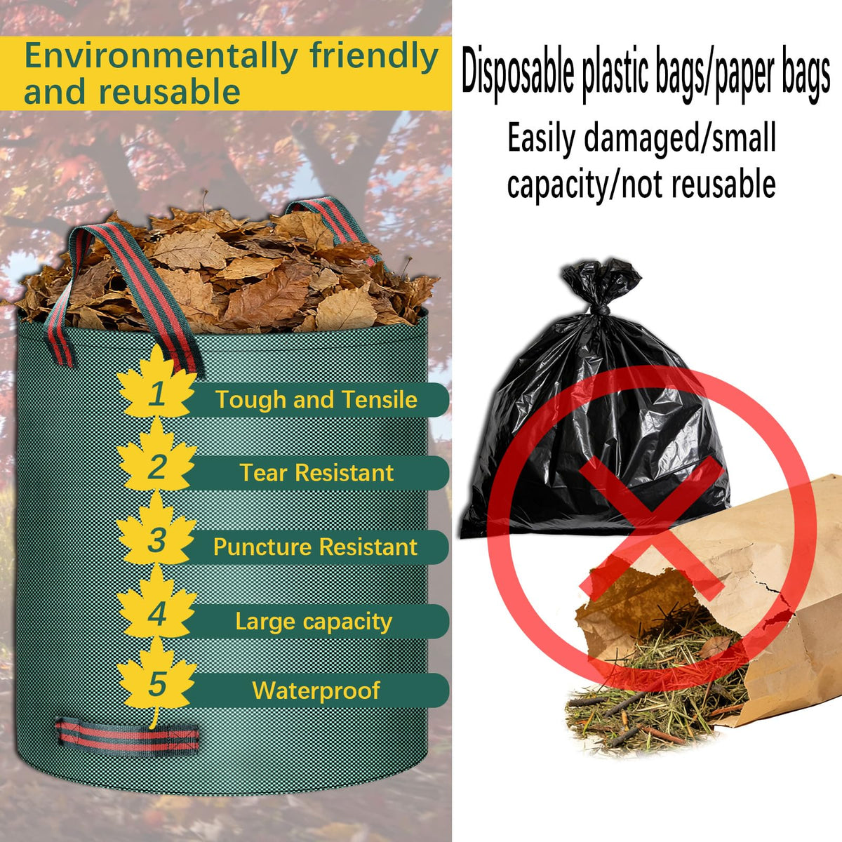 Trendara leaf bag standing ring keeps bag upright for hands-free filling