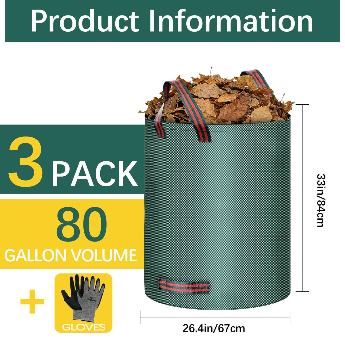Trendara 3-pack leaf bags demonstrate durable capacity for heavy debris.