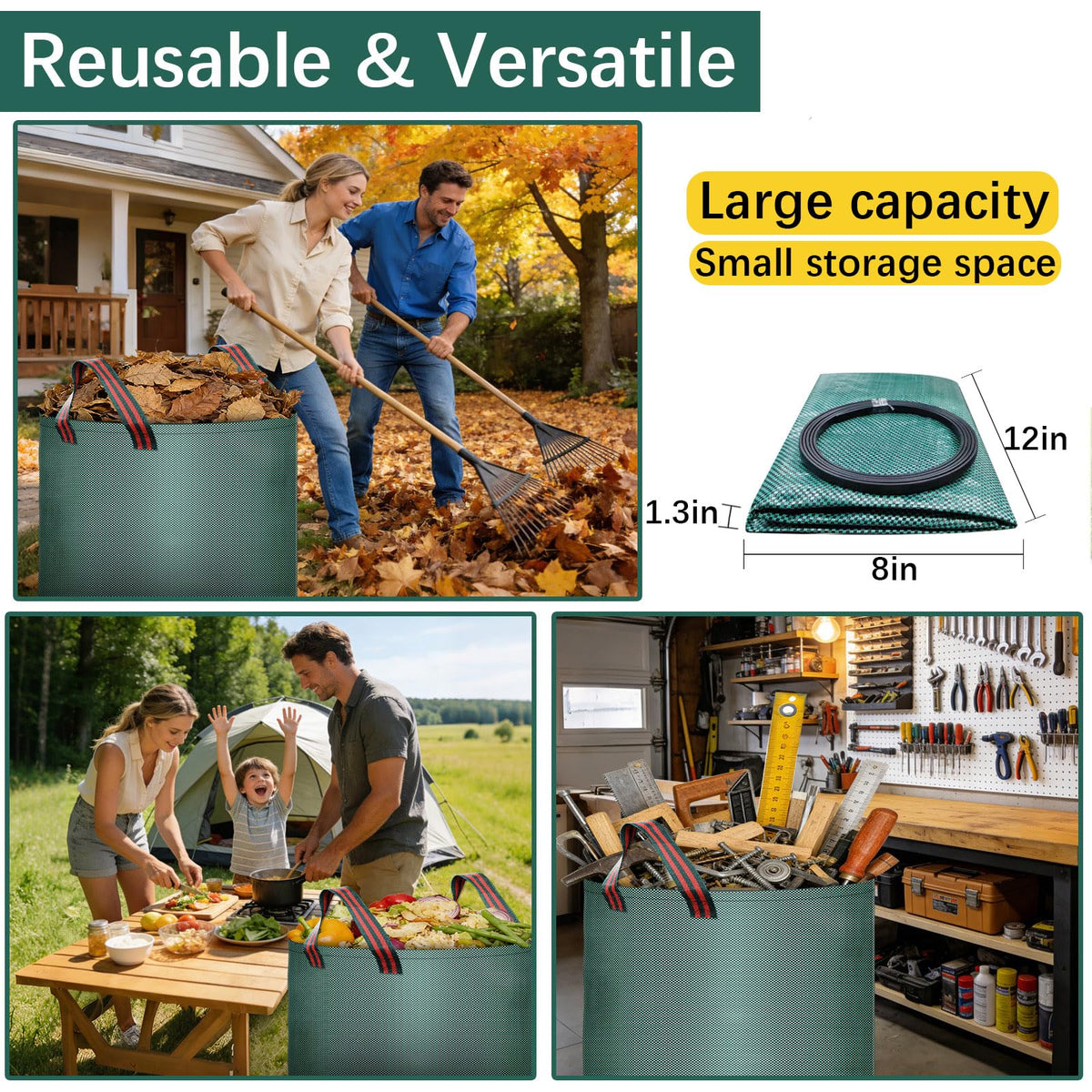 Trendara leaf bags fold flat for compact storage.