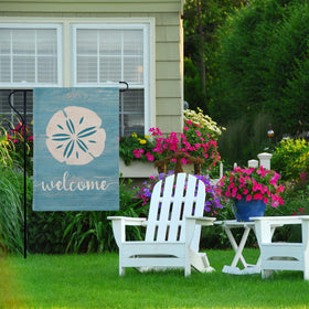 Trendin Beach Garden Flag double-sided for visibility from both sides.