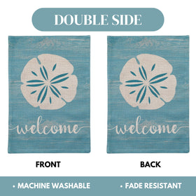 Trendin burlap coastal flag features durable fabric for outdoor use.