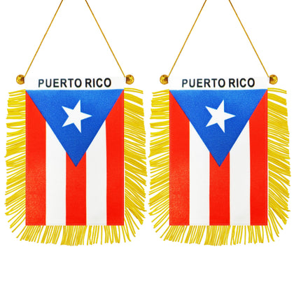 TrendPow Puerto Rico flag banner with suction cup for car decoration.