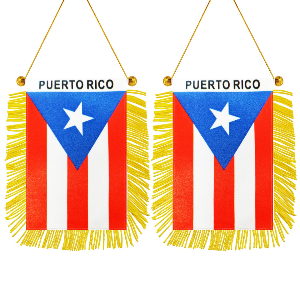 TrendPow Puerto Rico flag banner with suction cup for car decoration.