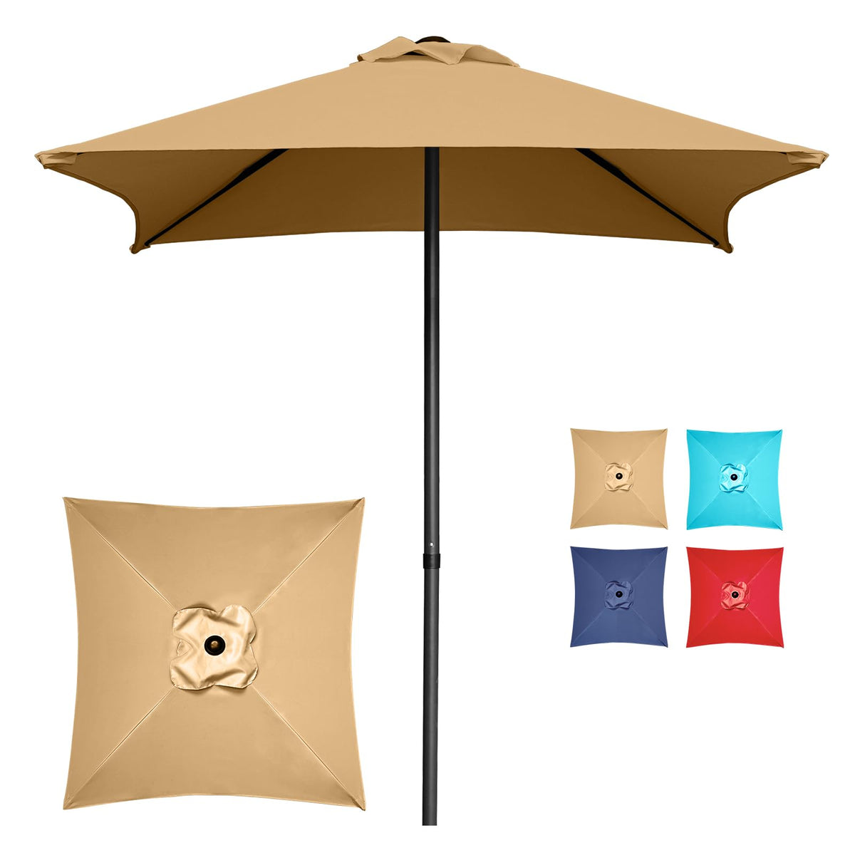 Trenovo 4.9ft mini umbrella canopy in red providing compact outdoor shade