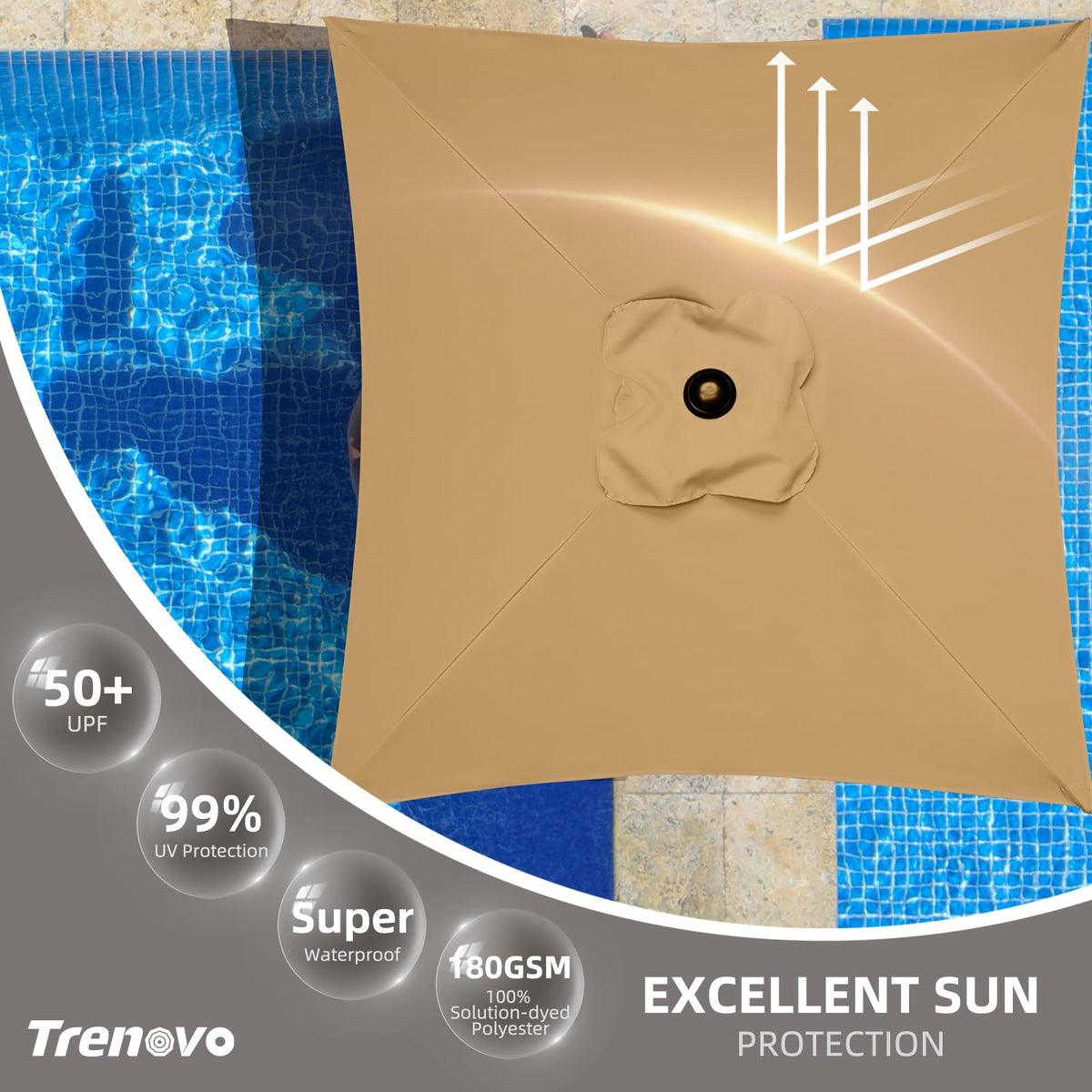 Trenovo waterproof UV50 canopy blocks sun and light rain