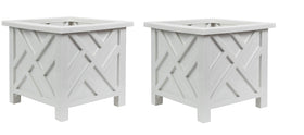 Trenton Gifts Chippendale White Planter Box Set 2 front view for elegant patio display.