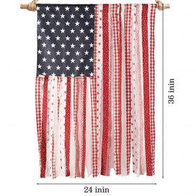 Treory boho American flag banner close-up fabric detail for textured home decor.