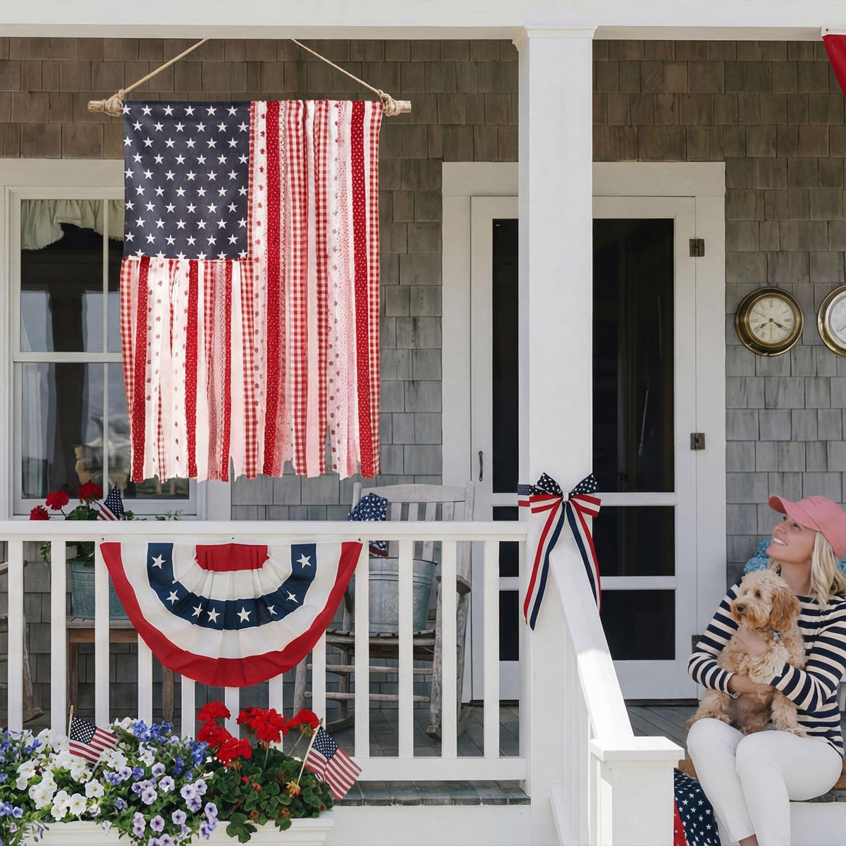 Treory gift-worthy patriotic banner for Memorial Day, Fourth of July, or housewarming.