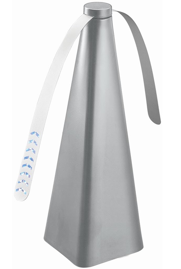 Treva Bug Fan with holographic blades deters insects in outdoor spaces.
