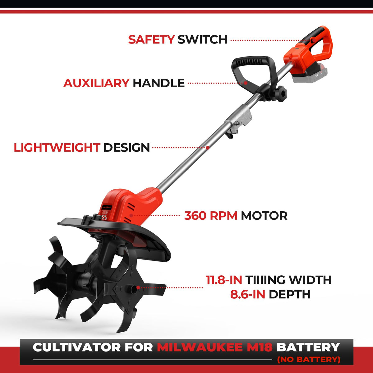 TREXEEN cordless tiller used outdoors for flexible lawn tasks