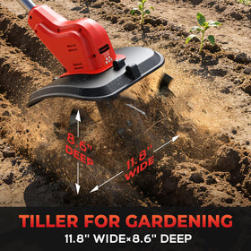 TREXEEN tiller 11-8 inch width enabling broad, even bed cultivation