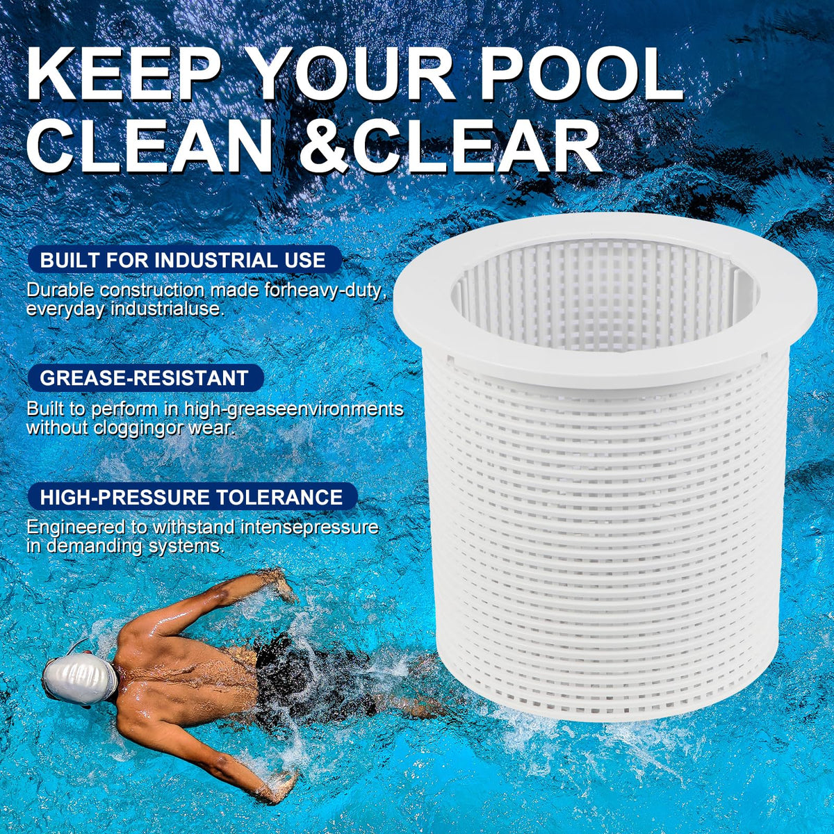 Trhretn basket compatibility highlights cross-brand replacement for Pentair, Hayward, Polaris pools.
