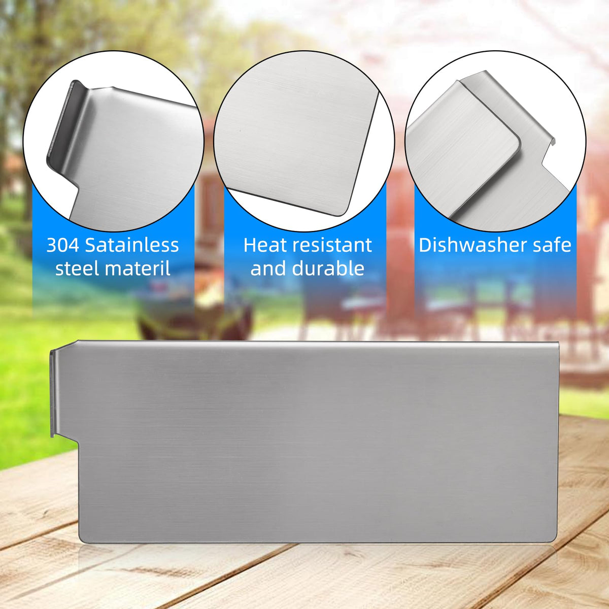 Trhretn Grease Trap Blocker side-mount illustration on Blackstone griddle