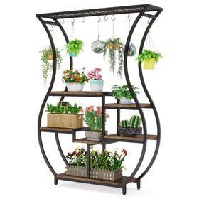 Tribesigns large-capacity shelves keep plants organized and accessible.