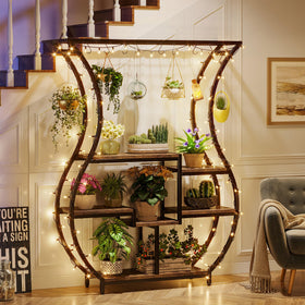 Tribesigns vase-design plant rack adds rustic elegance to rooms.