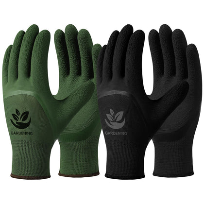 Trifabricy garden gloves with breathable latex coating for cool, comfortable gardening