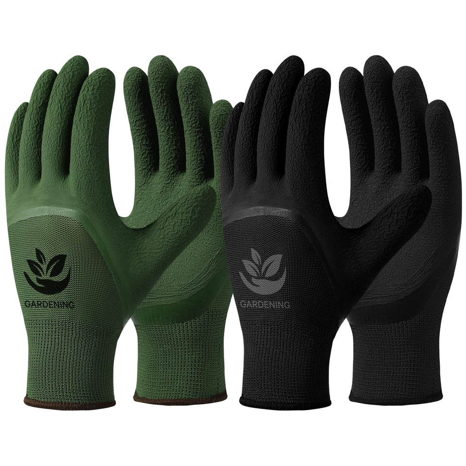 Trifabricy garden gloves with breathable latex coating for cool, comfortable gardening