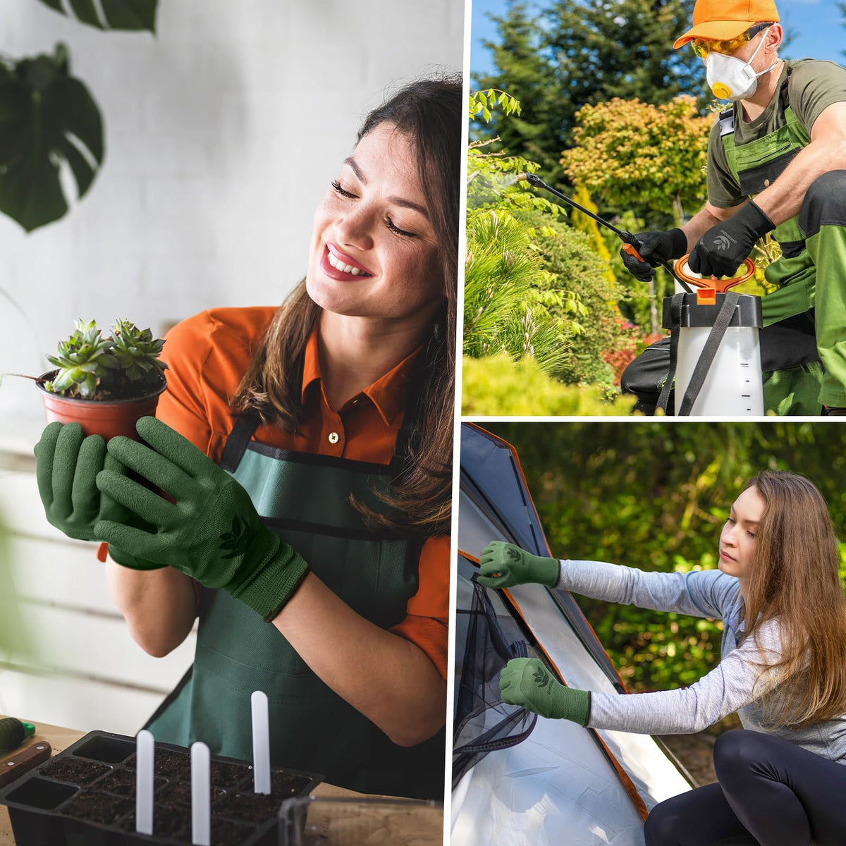 Trifabricy six-pack garden gloves for versatile protection