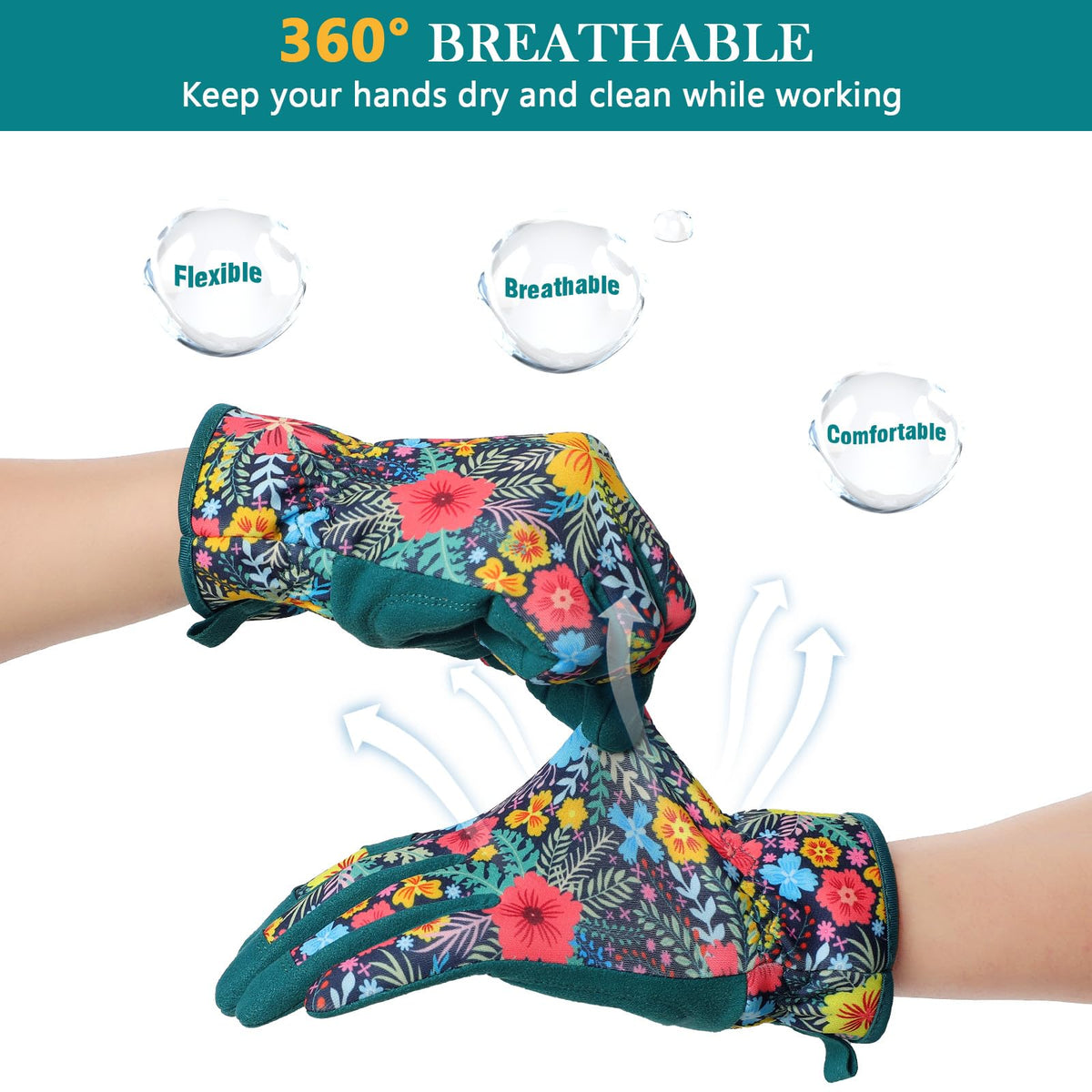 Trifabricy Garden Gloves palm grip close-up shows secure tool handling