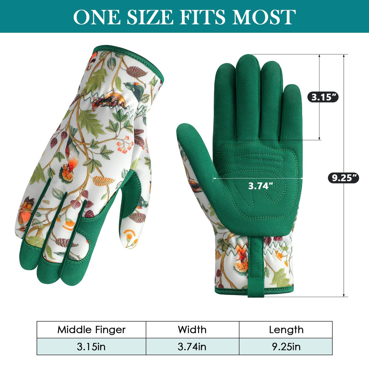 Trifabricy breathable back panel keeps hands cool during weeding