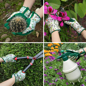 Trifabricy gloves shown for multi-purpose gardening and DIY tasks
