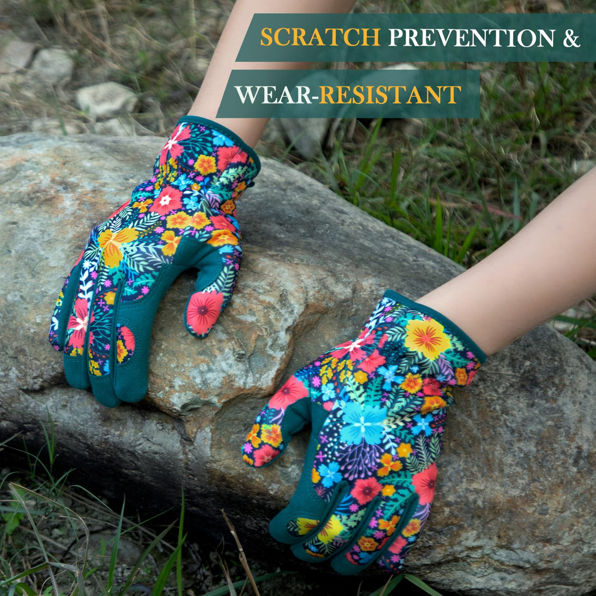 Trifabricy Garden Gloves women's floral back design adds style during gardening