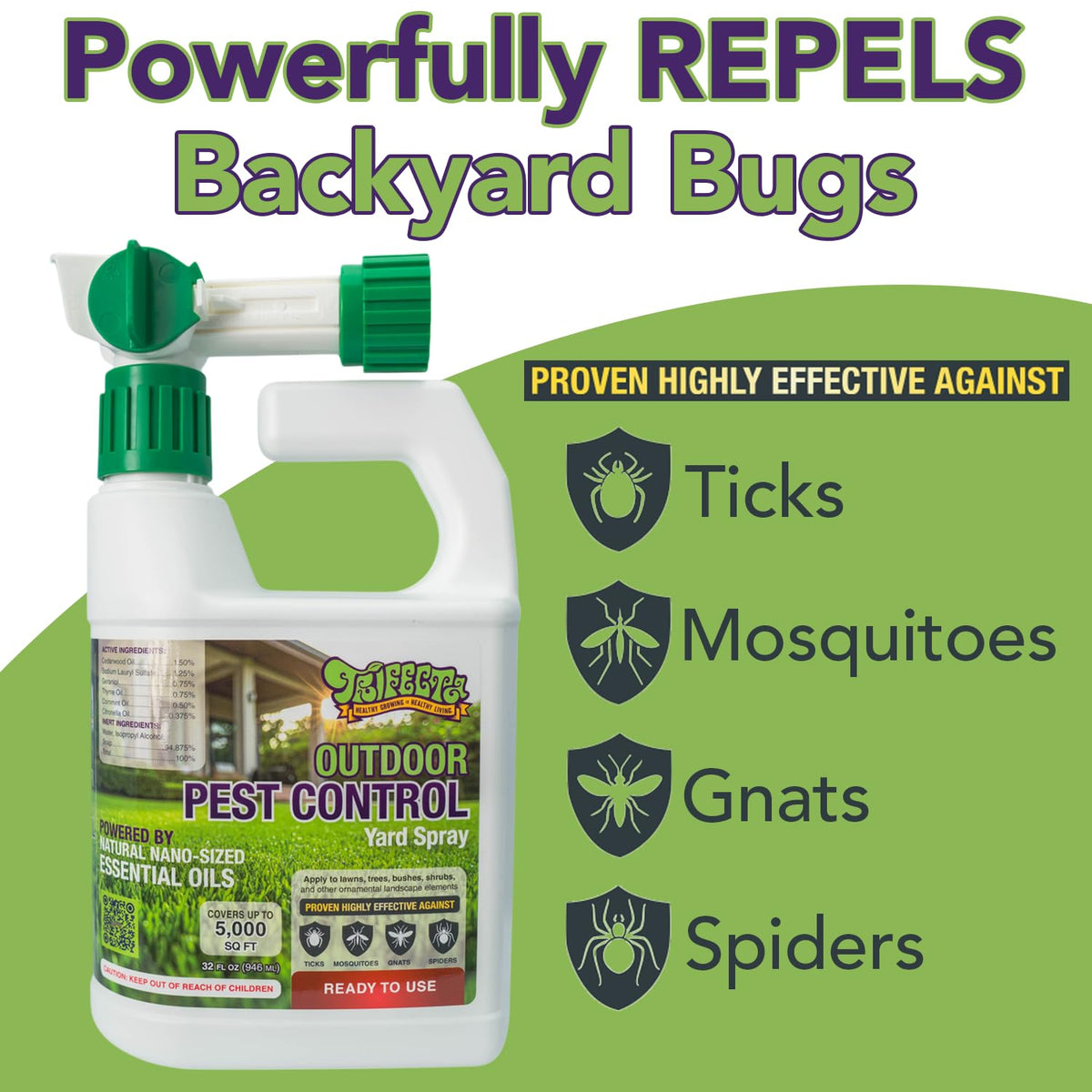 Trifecta geraniol oil diffusion around flower beds for plant-based protection
