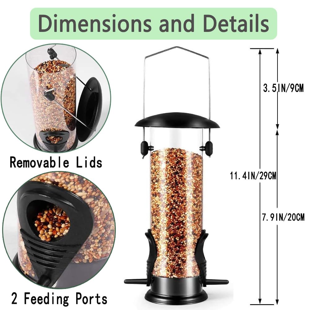 Triflice durable outdoor feeder suited for finches, cardinals, and chickadees.