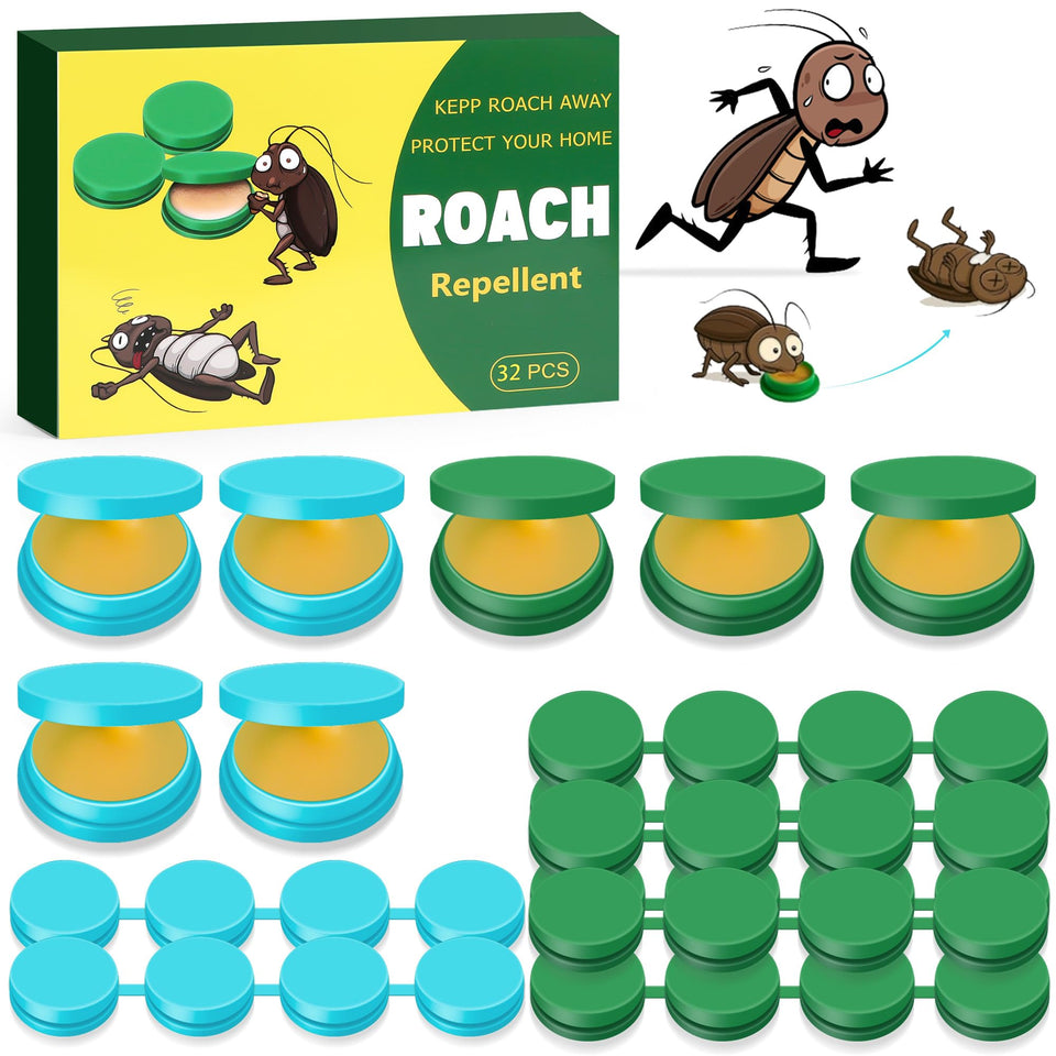 Trihood roach bait traps packaging shows a 32-pack for indoor control
