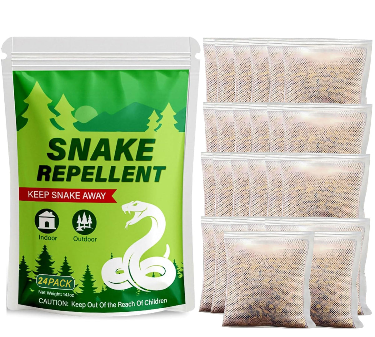Trihood 24-pack snake repellent packaging ready for outdoor use.