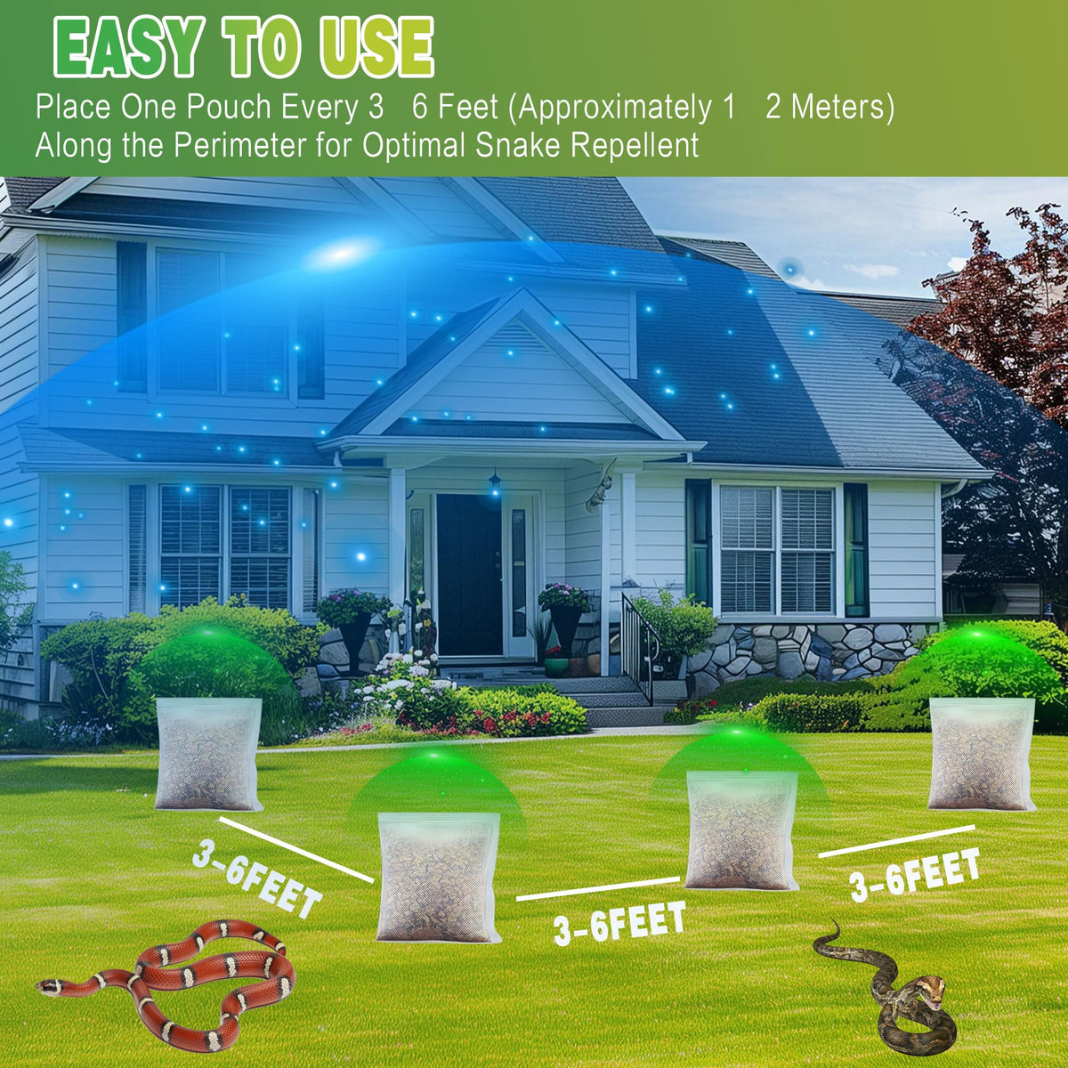 Indoor corner placement of Trihood repellent deters snakes near entrances.