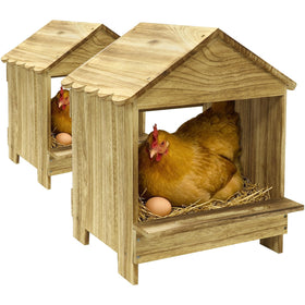 TRINFREE 2-pack wooden nesting boxes neatly organized in a coop for clean eggs.