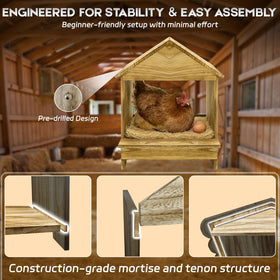 TRINFREE farmhouse eave trim adds rustic charm to backyard coop.
