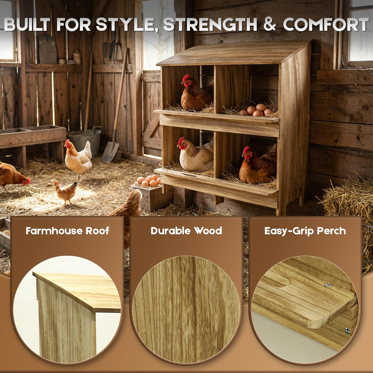 TRINFREE nest box roof detail with 18-degree slope for easier cleaning