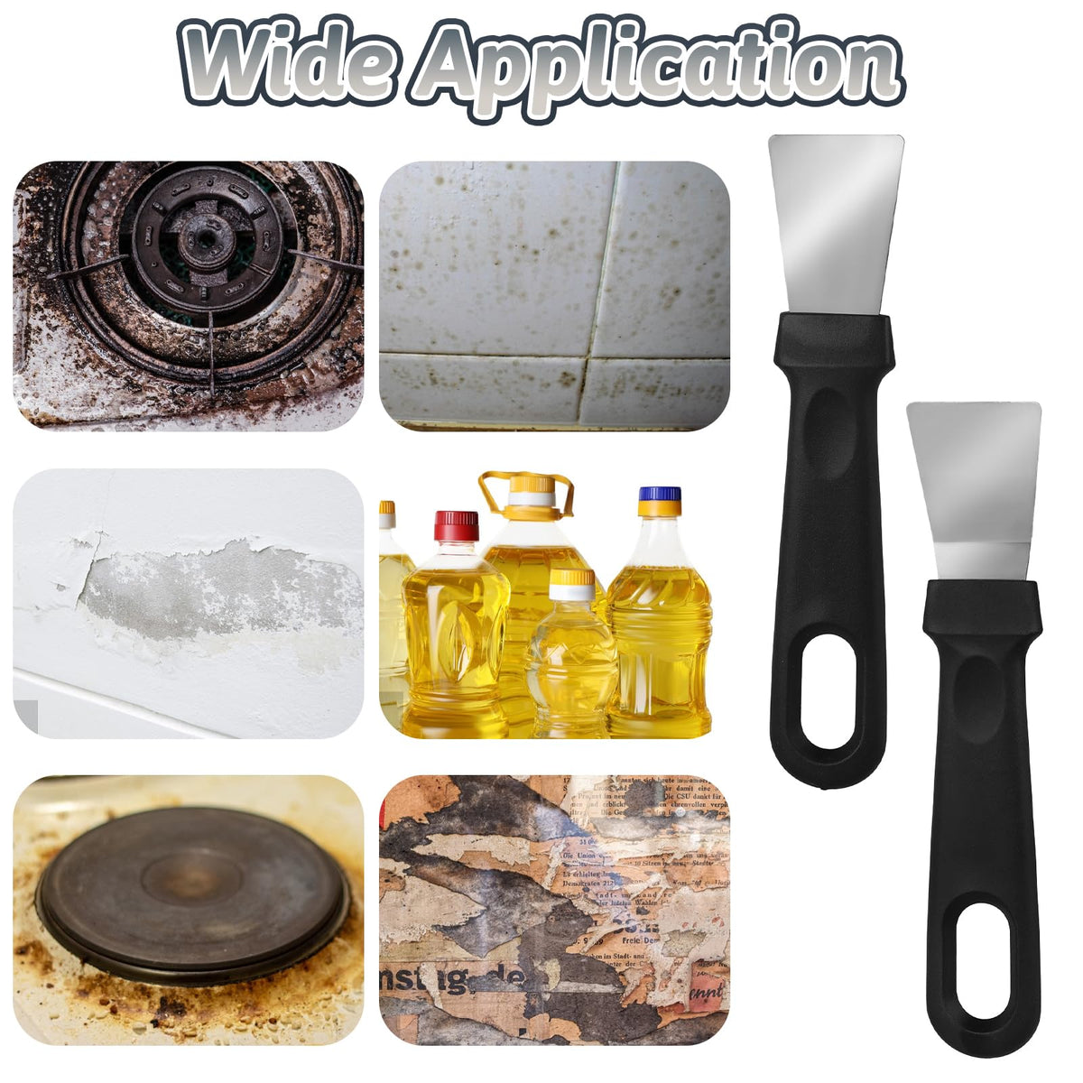 Trinkrittey griddle scraper curved-tip for versatile turning and scraping on grills