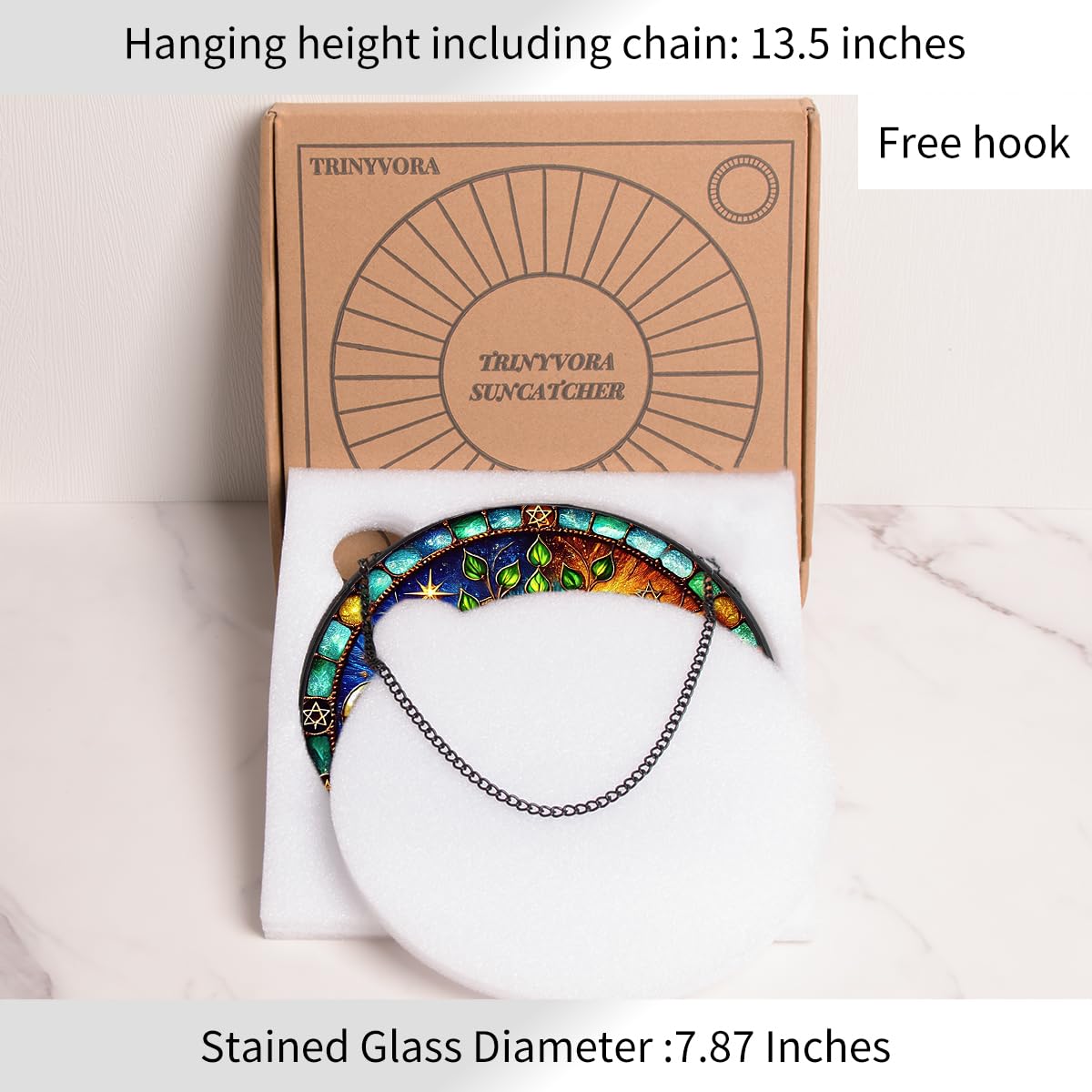 TRINYVORA Crystal Suncatcher window hanging creates sparkling reflections in sunlight