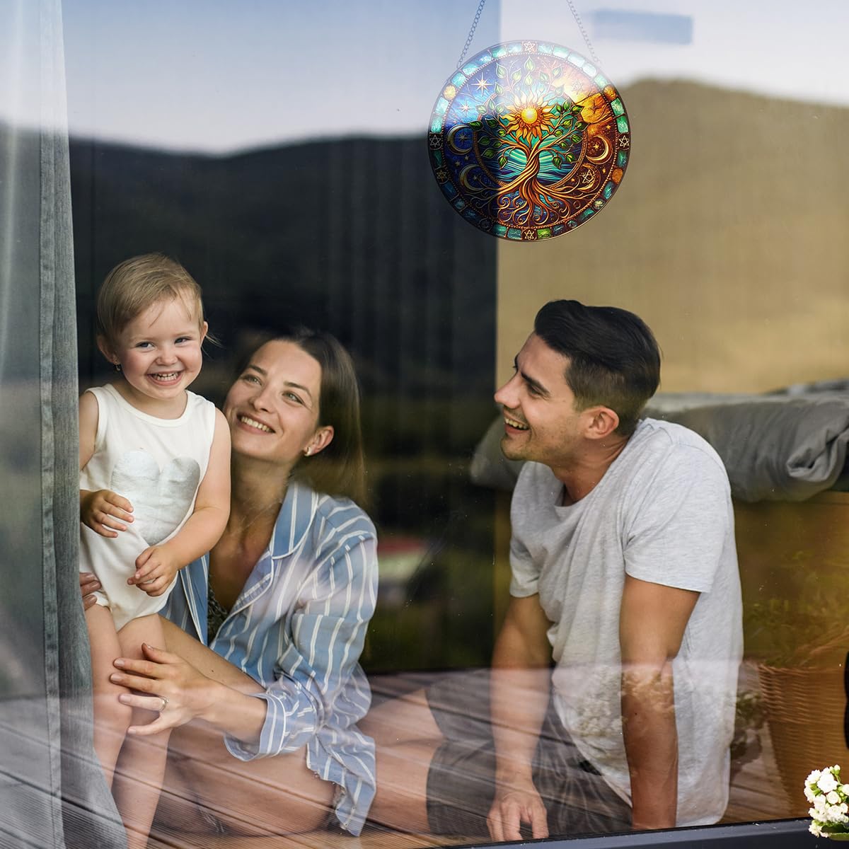 TRINYVORA Sun Moon Stars Suncatcher adds celestial charm to any window