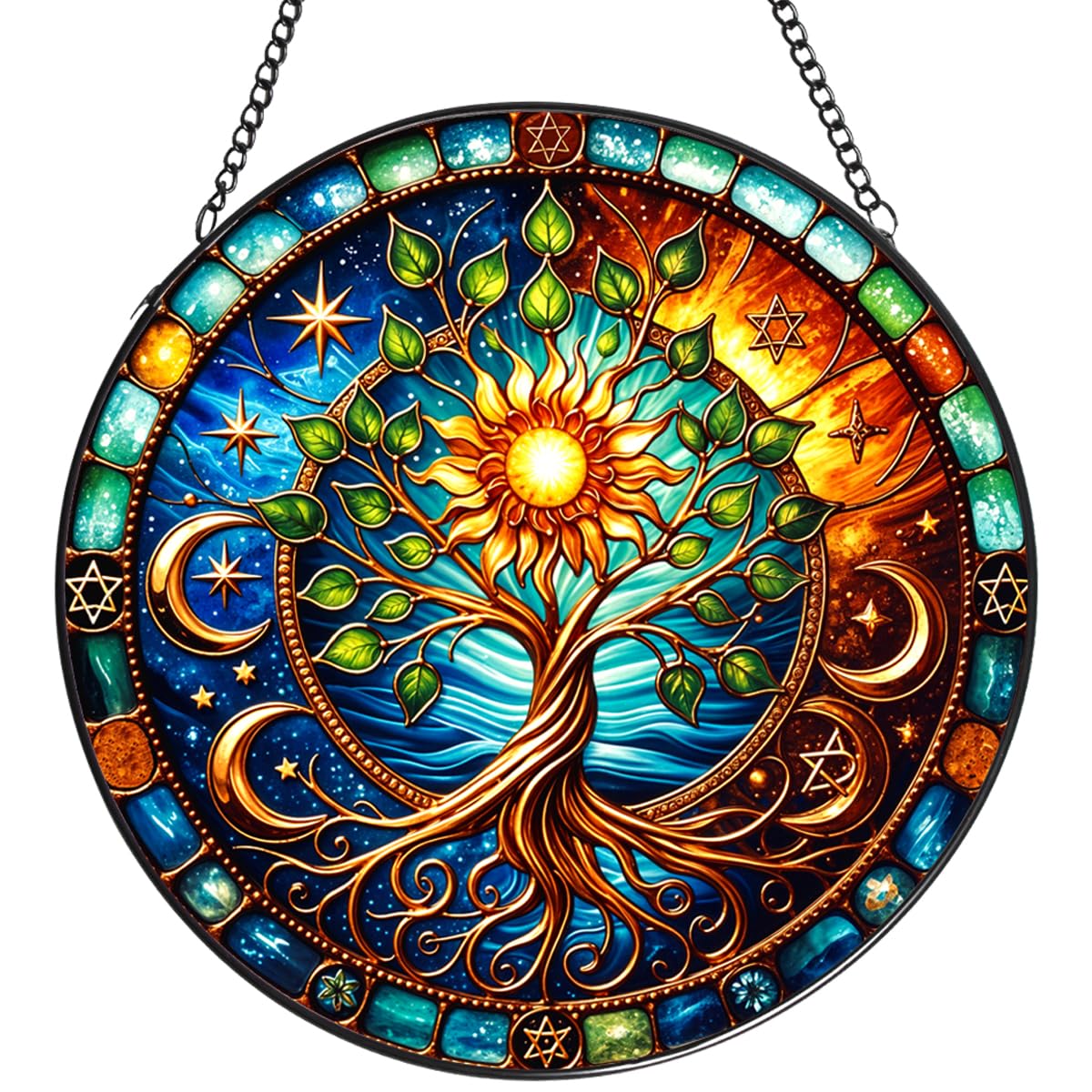 TRINYVORA Tree of Life Suncatcher in stained glass brightens windows with vibrant colors