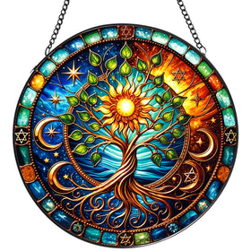 TRINYVORA Tree of Life Suncatcher in stained glass brightens windows with vibrant colors
