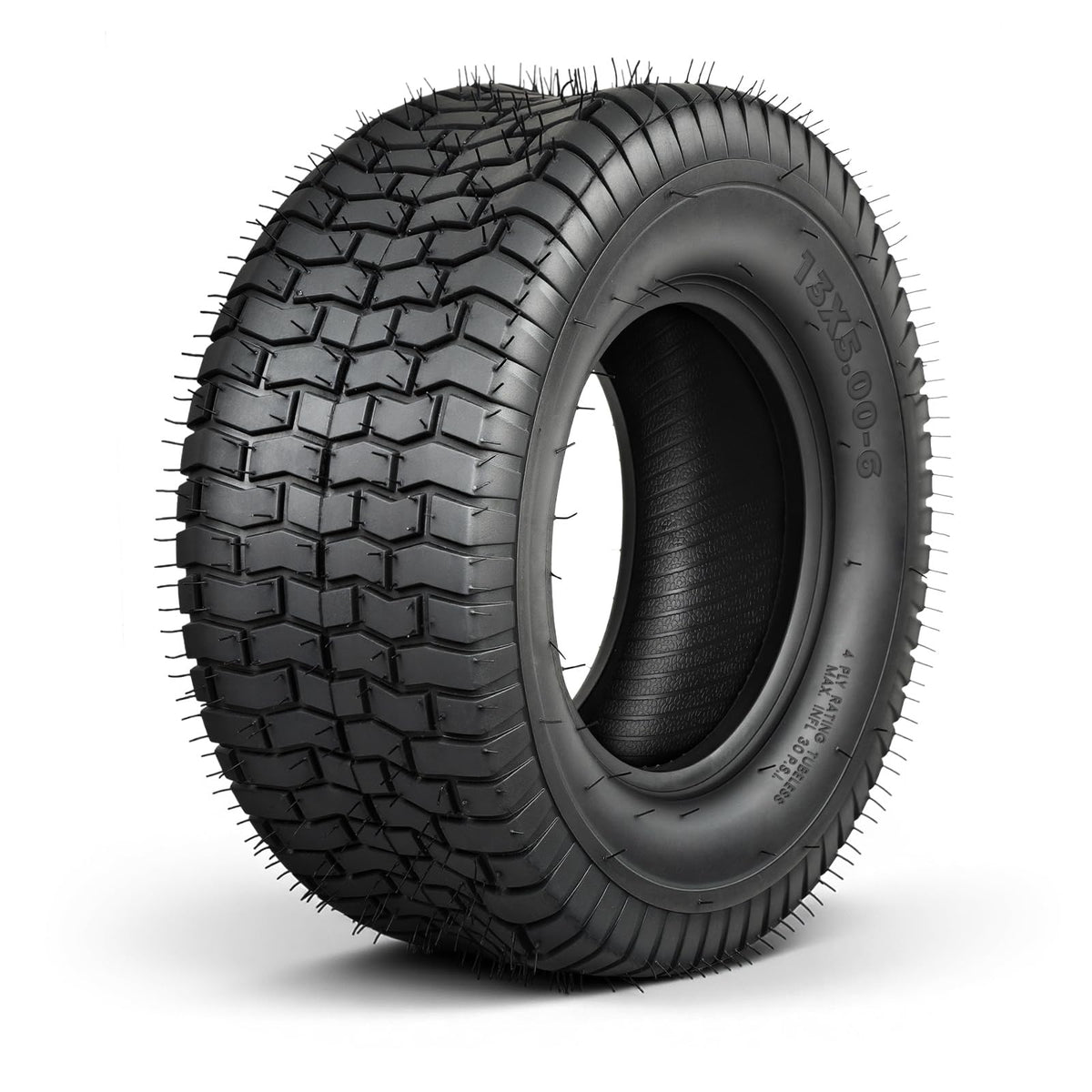 TRIPOWER turf tire side view shows grass-friendly tread for cleaner mowing.