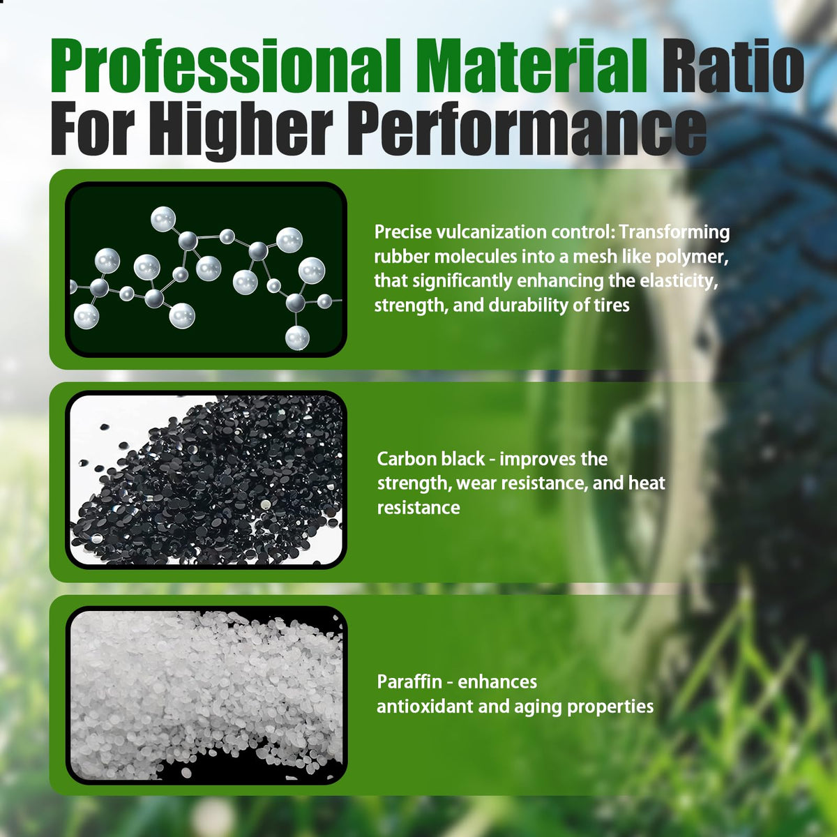 TRIPOWER turf tire with 8-inch rim label shows fit and size.