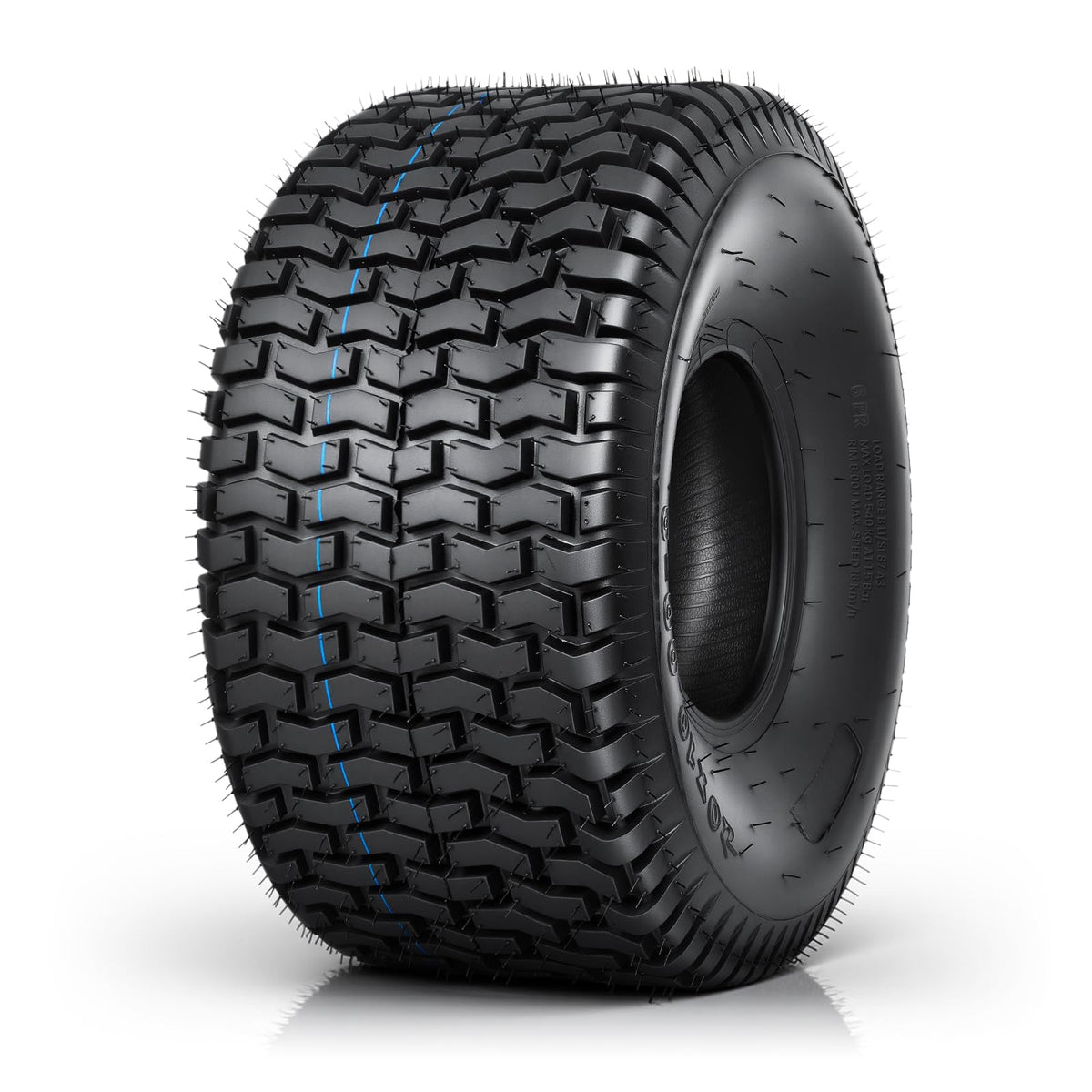 TRIPOWER turf tire side view showing grass-friendly tread for stable traction.