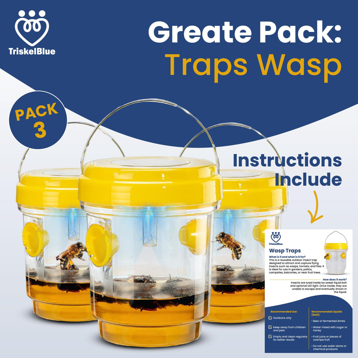 TriskelBlue traps with clear body for quick capture monitoring